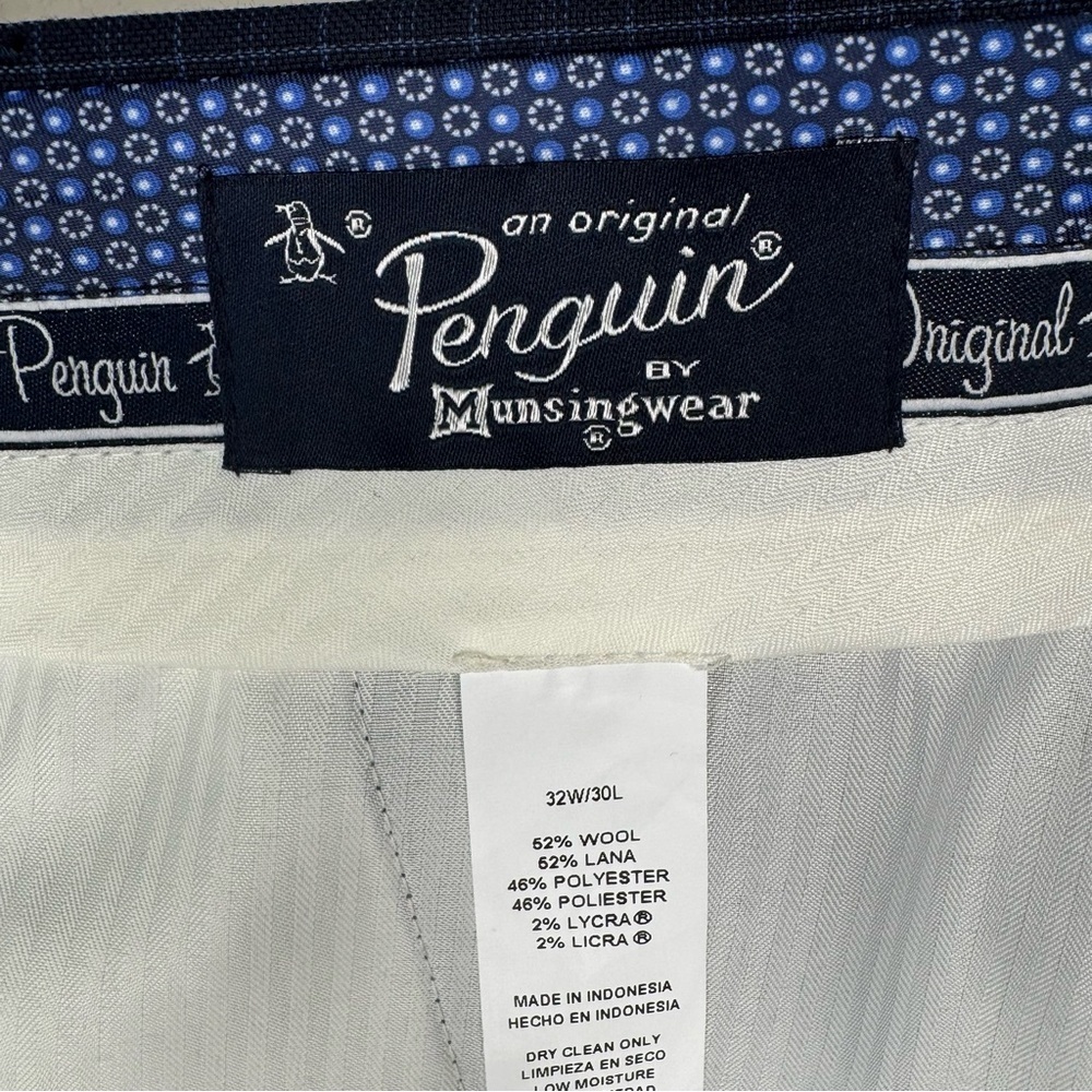 NWT Original Penguin Wool Navy Blue Plaid Slim Dress Pants Size 32W x 30L - Picture 6 of 13